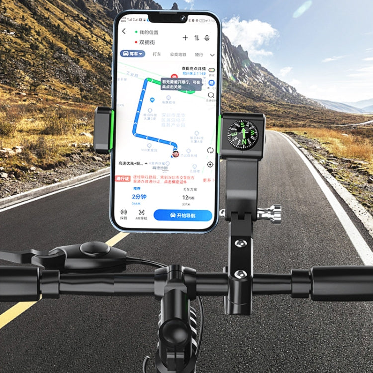 Motorcycle Spherical Compass Phone Holder, Handlebar without Light (Black)