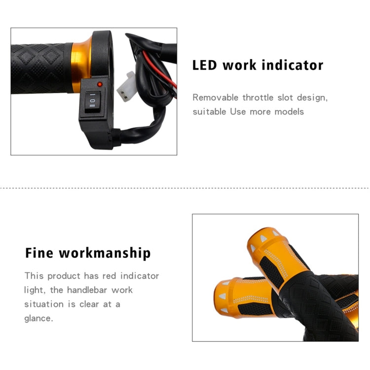 CS-764A3 12V Motorcycle Scooter Aluminum Alloy Electric Hand Grip Cover Heated Grip Handlebar(Gold)