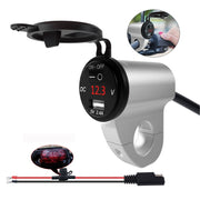 ZH-975A1 Motorcycle Aluminum Alloy Water-resistant Mobile Phone Single USB Charger with Red Voltmeter(Silver)
