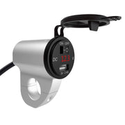 ZH-975A1 Motorcycle Aluminum Alloy Water-resistant Mobile Phone Single USB Charger with Red Voltmeter(Silver)