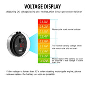 ZH-975A1 Motorcycle Aluminum Alloy Water-resistant Mobile Phone Single USB Charger with Red Voltmeter(Silver)