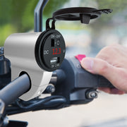 ZH-975A1 Motorcycle Aluminum Alloy Water-resistant Mobile Phone Single USB Charger with Red Voltmeter(Silver)