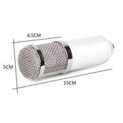BM-800 3.5mm Studio Recording Wired Condenser Sound Microphone with Shock Mount, Compatible with PC / Mac for Live Broadcast Show, KTV, etc.(White)