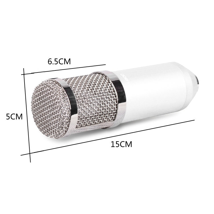 BM-800 3.5mm Studio Recording Wired Condenser Sound Microphone with Shock Mount, Compatible with PC / Mac for Live Broadcast Show, KTV, etc.(White)