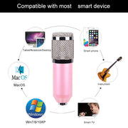BM-800 Network K-Song Dedicated High-end Metal Shock Mount Microphone Set(Pink)