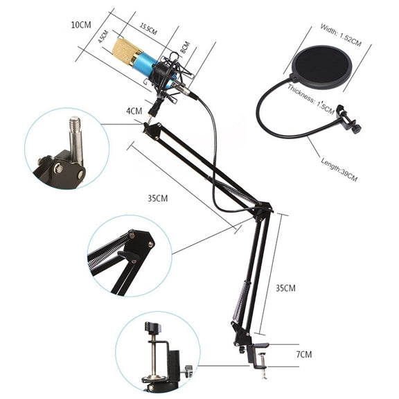 BM-800 Network K-Song Dedicated High-end Metal Shock Mount Microphone Set(Pink)