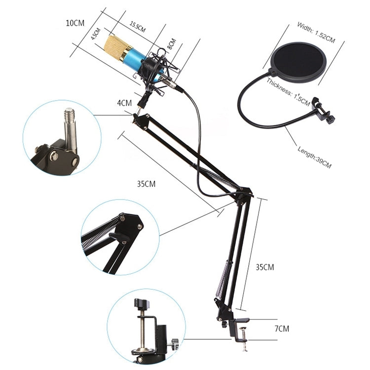 BM-800 Network K-Song Dedicated High-end Metal Shock Mount Microphone Set(Pink)