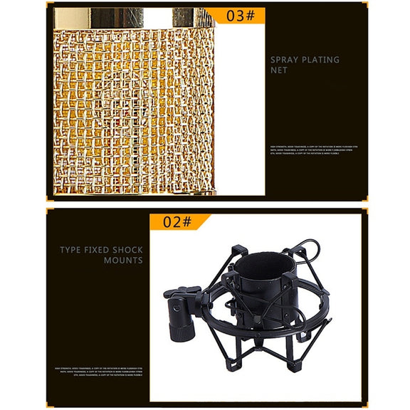 BM-800 Network K-Song Dedicated High-end Metal Shock Mount Microphone Set(Pink)