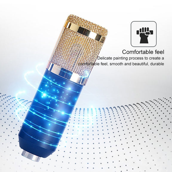 BM-800 Network K-Song Dedicated High-end Metal Shock Mount Microphone Set(Blue)