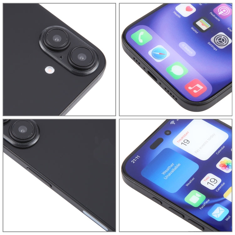 For iPhone 16 Color Screen Non-Working Fake Dummy Display Model (Black)