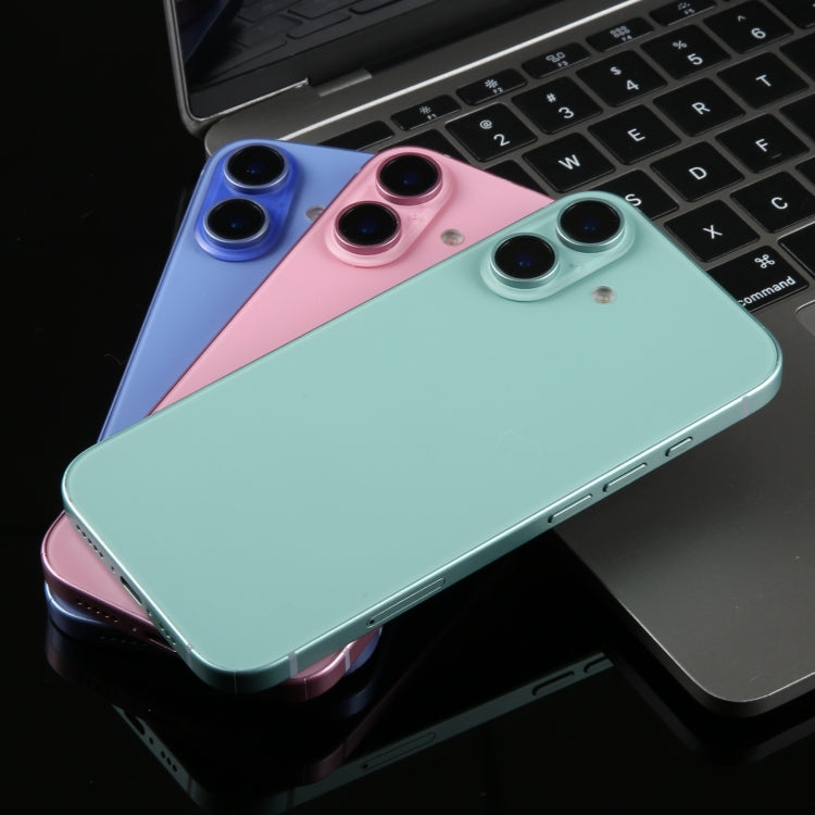 For iPhone 16 Black Screen Non-Working Fake Dummy Display Model (Teal)