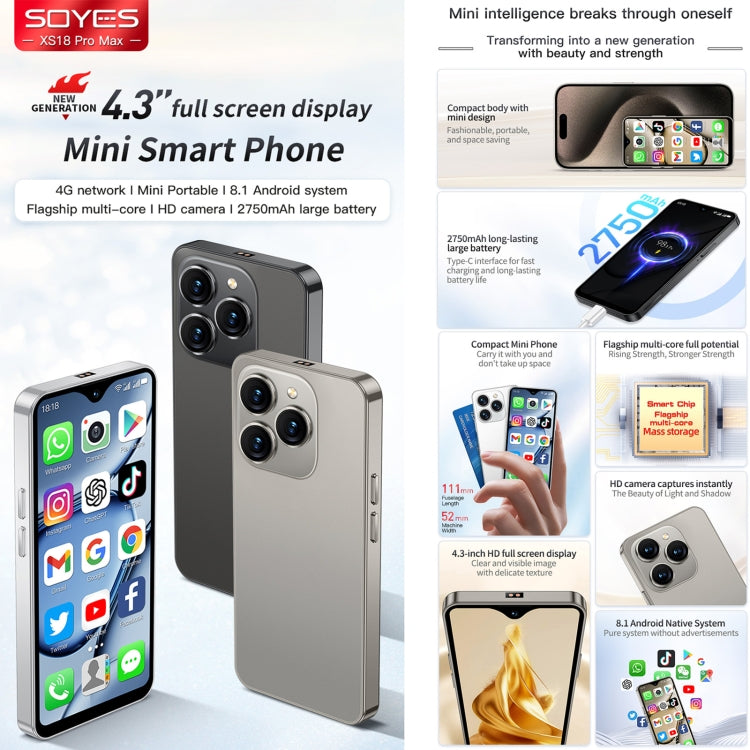 SOYES XS18 Pro Max, 2GB+16GB, Face ID, 4.3 inch Android 8.1 MTK6737A Quad Core, Network: 4G, OTG, Dual SIM (Black)