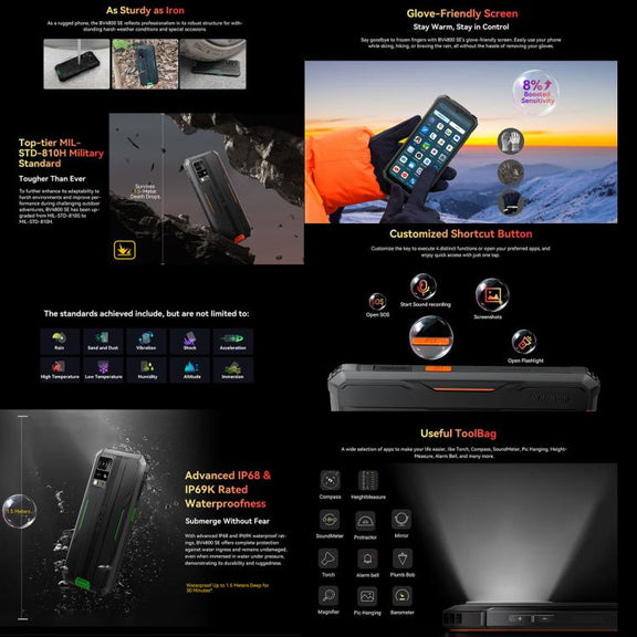 Blackview BV4800 SE Rugged Phone, 4GB+64GB, 6.56 inch Android 15 UMS9320E T615 Octa Core, Network: 4G, OTG, NFC (Black)