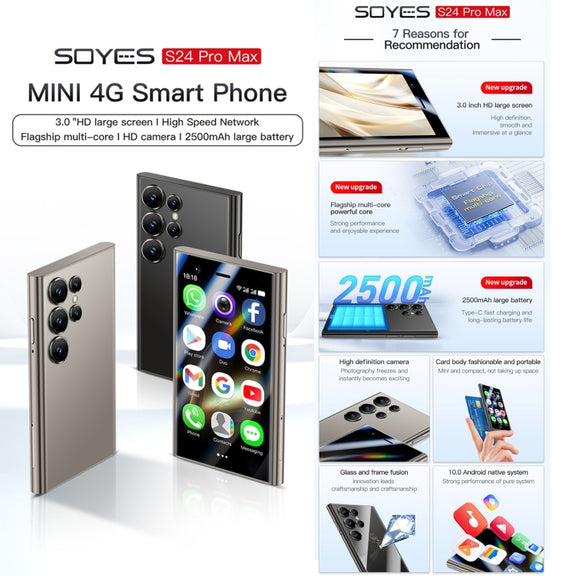 SOYES S24 Pro Max, 2GB+16GB, 3.0 inch Android 10.0 MTK6737M Quad Core, Bluetooth, WiFi, Network: 4G, Dual SIM, Support Google Play Store (Grey)