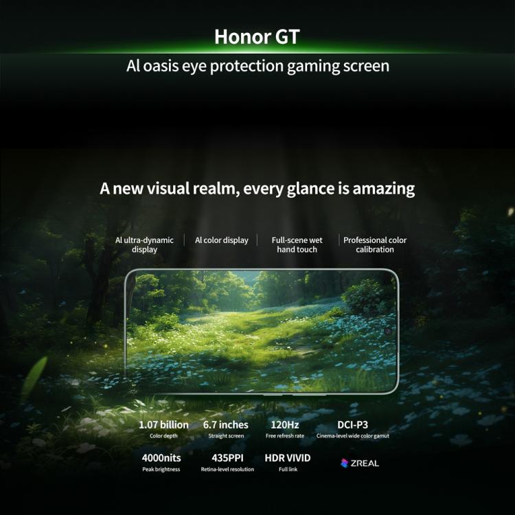 Honor GT, 12GB+512GB, In-screen Fingerprint, 6.7 inch MagicOS 9.0 Android 15.0 Snapdragon 8 Gen 3 Octa Core, Network: 5G, OTG, NFC (White)