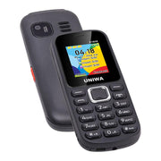 UNIWA E1808 Elder Keypad Phone, 1.77 inch SC6531E, LED Flashlight, 21 Keys, Network: 2G, Triple SIM, EU Plug (Black)