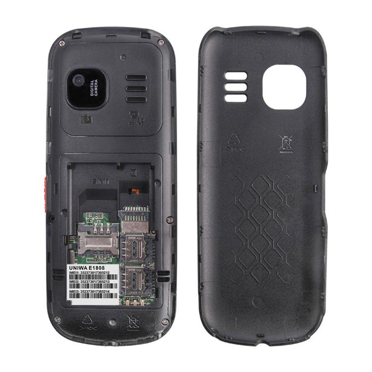 UNIWA E1808 Elder Keypad Phone, 1.77 inch SC6531E, LED Flashlight, 21 Keys, Network: 2G, Triple SIM, EU Plug (Green)