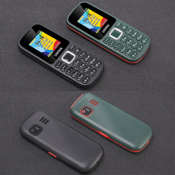 UNIWA E1808 Elder Keypad Phone, 1.77 inch SC6531E, LED Flashlight, 21 Keys, Network: 2G, Triple SIM, EU Plug (Black)