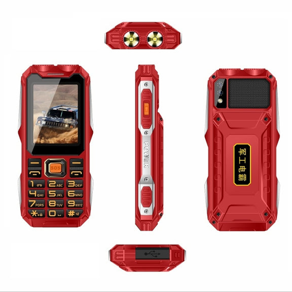 Q8-1 Triple Proofing Elder Phone, 16800mAh Battery, 2.4 inch, 21 Keys, Bluetooth, LED Flashlight, FM, SOS, Dual SIM, Network: 4G (Red)