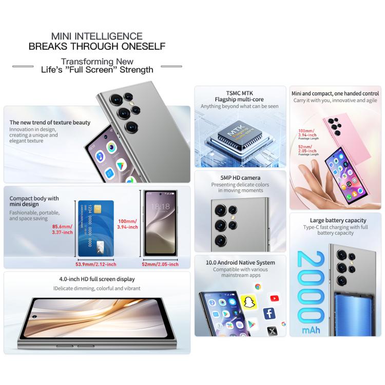 SOYES ONEMYTH S25 Pro, 2GB+16GB, 4.0 inch Android 10.0 MTK6580 Quad Core, Network: 3G, Dual SIM (Black)