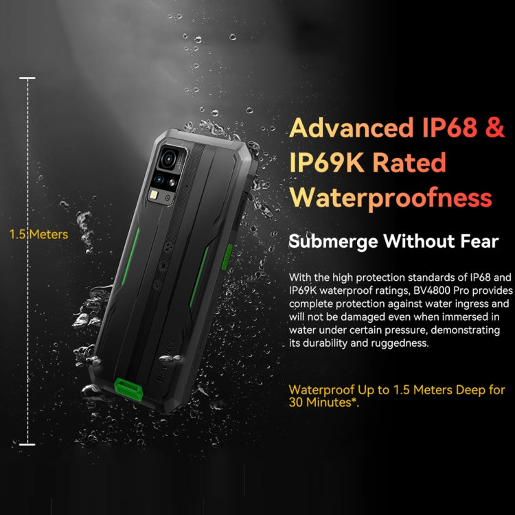 Blackview BV4800 Pro, 4GB+128GB, IP68/IP69K/MIL-STD-810H, 6.56 inch Android 14 Unisoc T606 Octa Core, Network: 4G, OTG (Black)