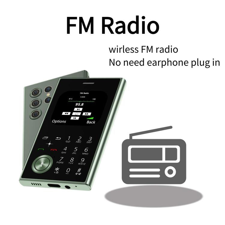 V8 Card Mobile Phone, 2.01 inch, MTK6261D, Support Bluetooth, FM, Torch, GSM, Dual SIM (Black)