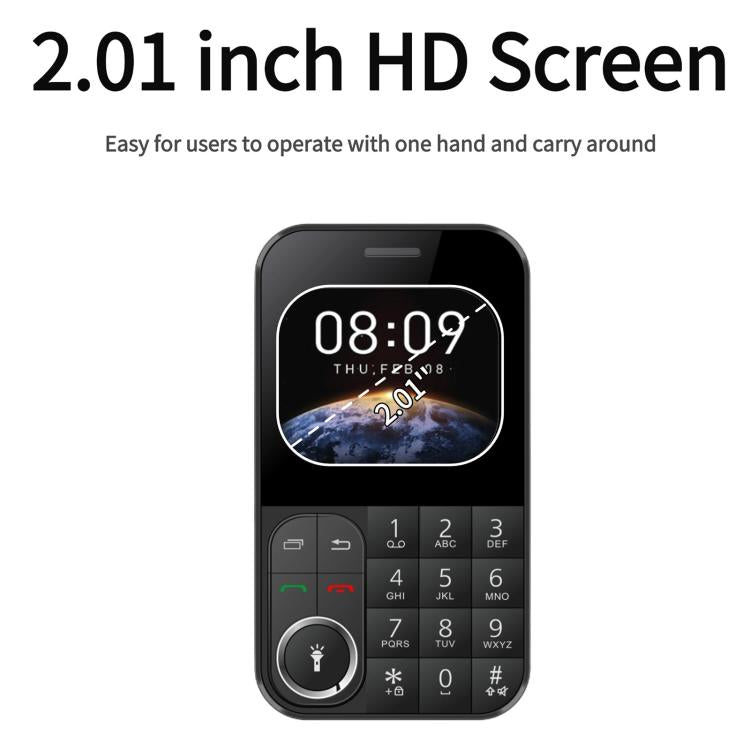 V9 Card Mobile Phone, 2.01 inch, MTK6261D, Support Bluetooth, FM, Torch, GSM, Dual SIM (Black)