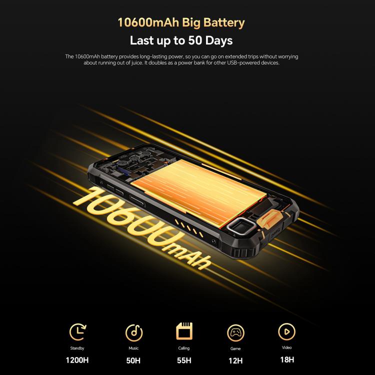 Oukitel WP23 Plus Rugged Phone, 8GB+256GB, 6.52 inch Android 14.0Unisoc T606 Octa-core, NFC, OTG, Network: 4G (Black)