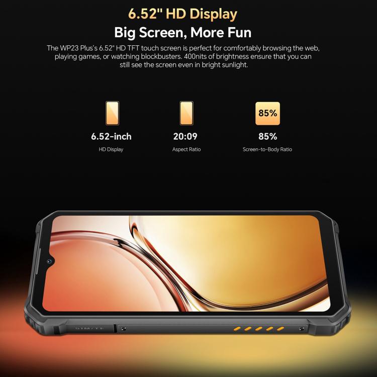 Oukitel WP23 Plus Rugged Phone, 8GB+256GB, 6.52 inch Android 14.0Unisoc T606 Octa-core, NFC, OTG, Network: 4G (Black)
