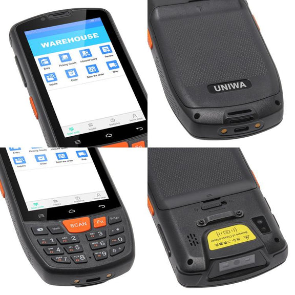 UNIWA HS006 Industrial PDA QR Code Scanner, 3GB+32GB, 4.0 inch Android 11 MediaTek MT6762 Octa Core, NFC, Network: 4G (EU Plug)