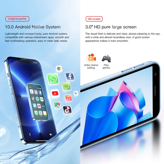 SOYES XS16, 3GB+64GB, 3.0 inch Android 10.0 MTK6737 Quad Core, Bluetooth, WiFi, Network: 4G, Dual SIM, Support Google Play Store (Blue)