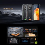 Oukitel G1 Rugged Phone, 6GB+256GB, Fingerprint Identification, 6.52 inch Android 14 T606 Octa Core, NFC, OTG, Network: 4G (Orange)