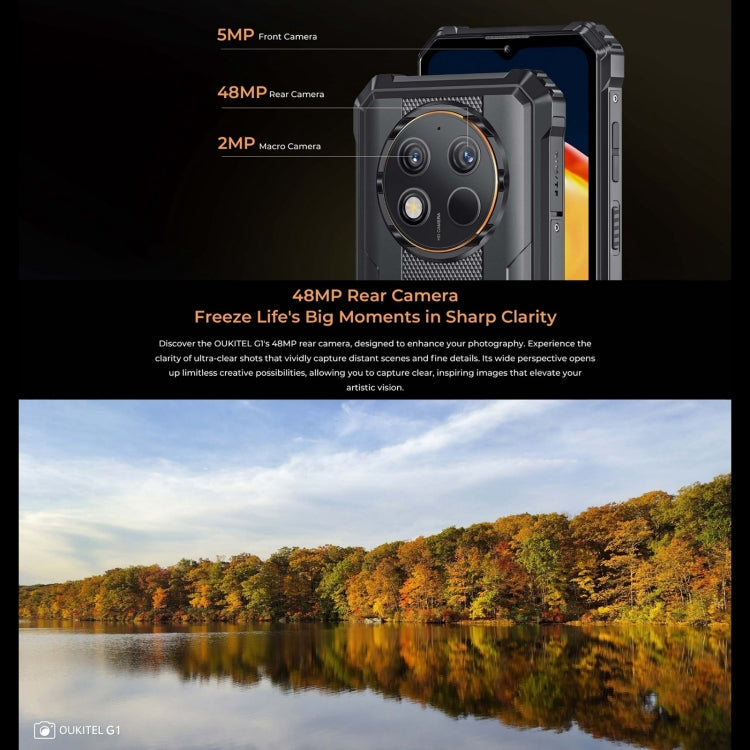 Oukitel G1 Rugged Phone, 6GB+256GB, Fingerprint Identification, 6.52 inch Android 14 T606 Octa Core, NFC, OTG, Network: 4G (Grey)