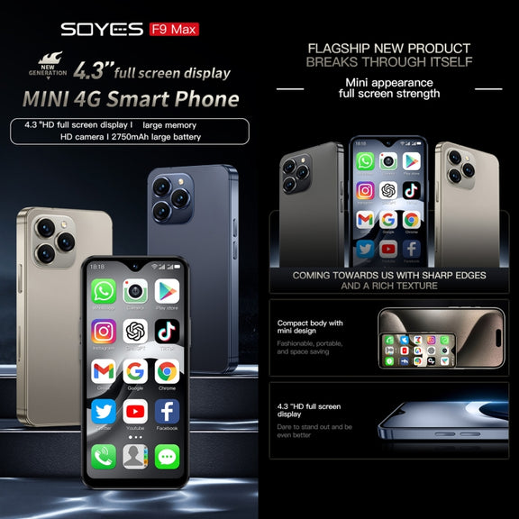 SOYES F9 Max, 4GB+64GB, 4.3 inch Android 12 MTK6762 Octa Core, Network: 4G, OTG, Dual SIM (Black)