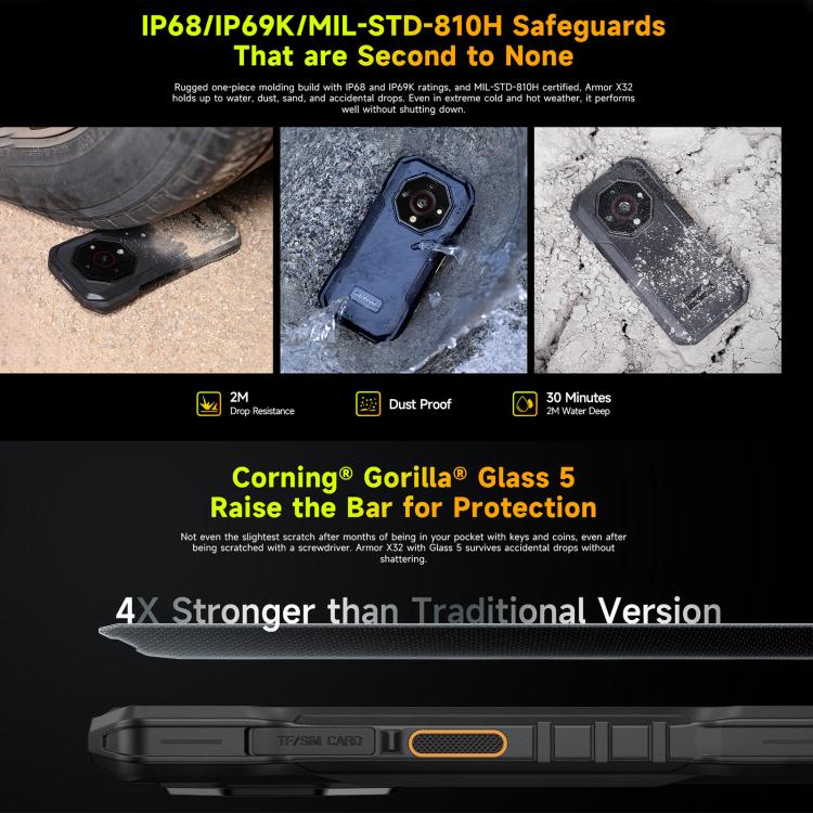 Ulefone Armor X32 Rugged Phone, 6GB+128GB, Night Vision, 5.65 inch Android 14 MediaTek Helio G91 Octa Core, Network: 4G, NFC, OTG (Lightsome Green)
