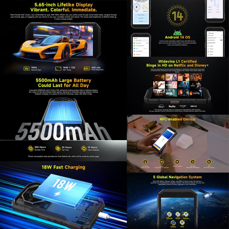 Ulefone Armor X32 Rugged Phone, 6GB+128GB, Night Vision, 5.65 inch Android 14 MediaTek Helio G91 Octa Core, Network: 4G, NFC, OTG (Lightsome Green)