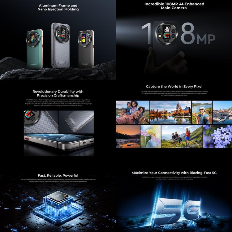 Oukitel WP200 Pro 5G Rugged Phone, 24GB+1TB, Screen Fingerprint, 6.7 inch Android 15.0 MTK Dimensity 8200 Octa-Core, NFC, OTG, Network: 5G (Black)