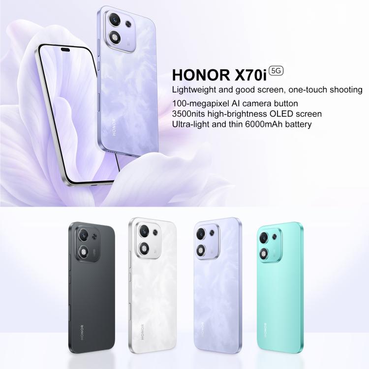Honor X70i, 8GB+256GB, In-screen Fingerprint, 6.7 inch MagicOS 9.0 Android 15.0 Dimensity 7025 Ultra Octa Core, Network: 5G, OTG, NFC (White)