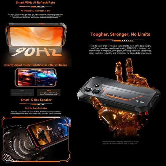 Blackview Oscal Marine 2, 4GB+64GB, 6.56 inch Android 15 Unisoc UMS9230E T615 Octa Core, Network: 4G, OTG, NFC (Orange)