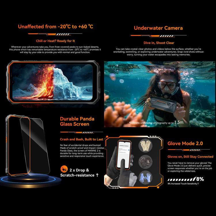 Blackview Oscal Marine 2, 4GB+64GB, 6.56 inch Android 15 Unisoc UMS9230E T615 Octa Core, Network: 4G, OTG, NFC (Black)