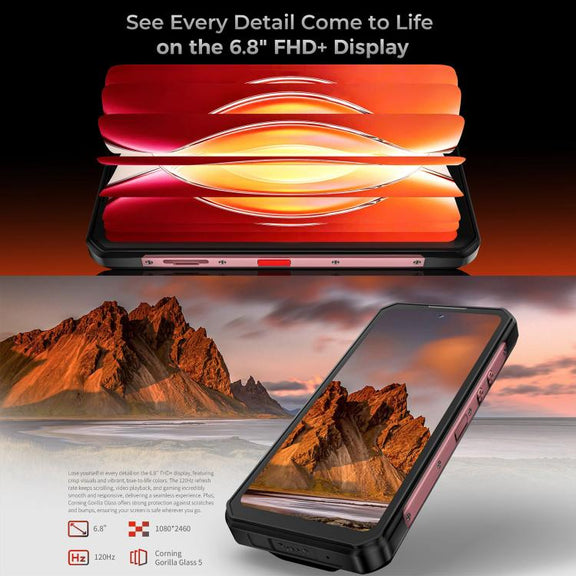 Oukitel WP56 Rugged Phone, 12GB+512GB, 108MP Camera, Fingerprint Identification, 6.8 inch Android 15 MTK Dimensity 7050 Octa Core, NFC, OTG, Network: 5G (Black)