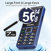 UNIWA V2000 Elder Keypad Phone, 2.4 inch Unisoc T107, 1700mAh Battery, LED Flashlight, SOS, Network: 4G, EU Plug (Black)