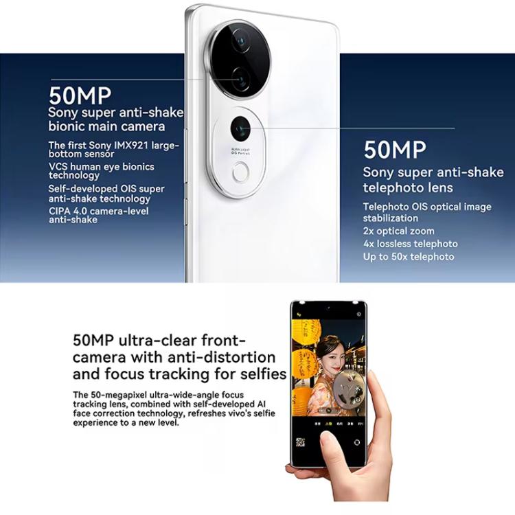vivo S19 Pro, 8GB+256GB, Face ID / Screen Fingerprint Identification,  6.78 inch Android 14 Dimensity 9200+ Octa Core, OTG, NFC, Network: 5G (White)