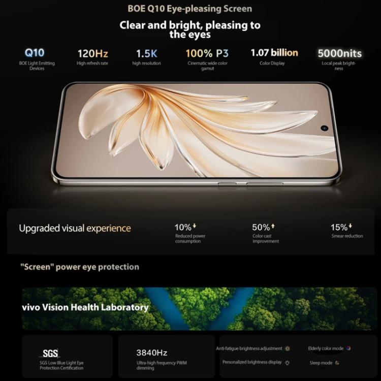 vivo S20, 8GB+256GB, Face ID / Screen Fingerprint Identification, 6.67 inch Android 15 Snapdragon 7 Gen 3 Octa Core, OTG, NFC, Network: 5G (Black)