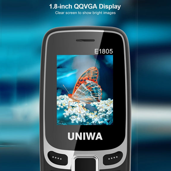 UNIWA E1805, 1.77 inch, SC6531E, 21 Keys, Support Bluetooth, Torch, FM, MP3, MP4, GSM, Dual SIM (Blue)