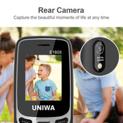 UNIWA E1805, 1.77 inch, SC6531E, 21 Keys, Support Bluetooth, Torch, FM, MP3, MP4, GSM, Dual SIM (Black)