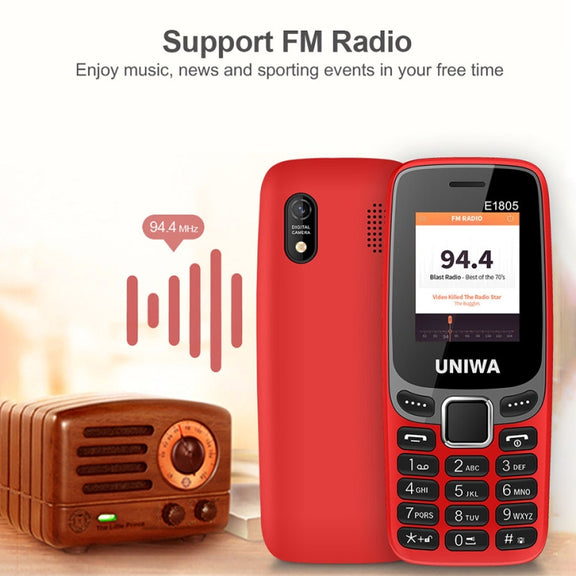 UNIWA E1805, 1.77 inch, SC6531E, 21 Keys, Support Bluetooth, Torch, FM, MP3, MP4, GSM, Dual SIM (Blue)