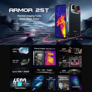 Ulefone Armor 25T Rugged Phone, 6GB+256GB, Thermal Imaging, 6.78 inch Android 14 MediaTek Helio G99 Octa Core, Network: 4G, NFC, OTG (Black)