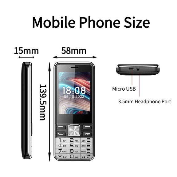 S5630, 2.8 inch, 3000mAh, 21 Key, Support Bluetooth, Flashlight, GSM, Quad SIM (Black)