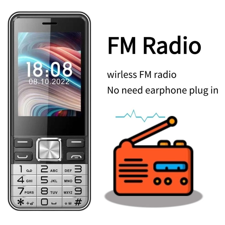 S5630, 2.8 inch, 3000mAh, 21 Key, Support Bluetooth, Flashlight, GSM, Quad SIM (Black)
